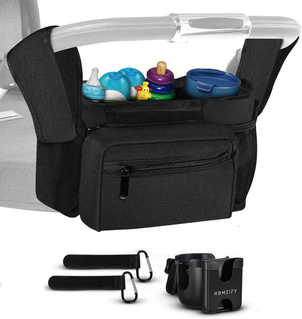 Baby Stroller Organizer Set, Universal Stroller Bag with Cup Holder and Phone Holder, Accessories for Stroller