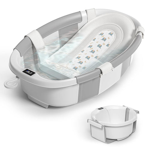 Himold Collapsible Baby Bathtub for Newborn to Toddler 0-36 Months, Spacious Foldable