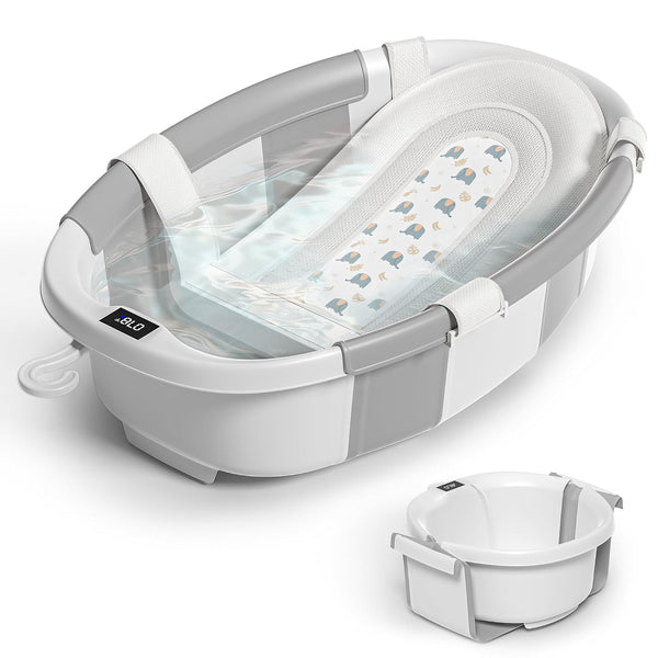 Himold Collapsible Baby Bathtub for Newborn to Toddler 0-36 Months, Spacious Foldable