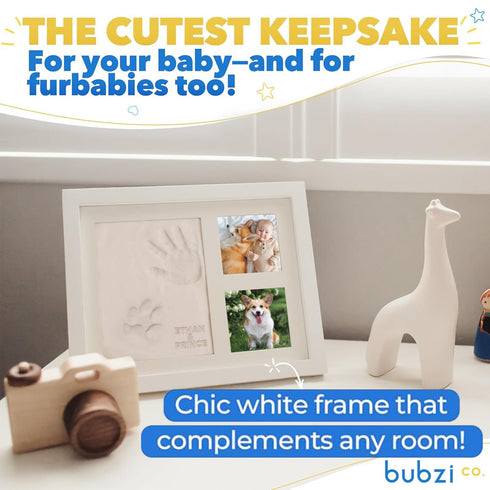 Bubzi Co Baby Hand & Footprint Kit, Clay Handprint Keepsake Frame, Newborn Nursery Picture Frames, Hand Print Mold Kit