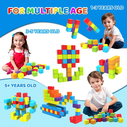 Magnetic Building Blocks, 1.65 inch Large Stacking Cubes for Toddlers, Montessori Toys (36 PCS)