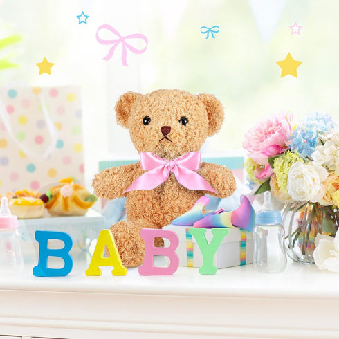 Kathfly 12 Pcs Valentines Small Stuffed Bears - 10 Inch Mini Plush Bears with Ribbon Bow Gift Set