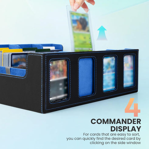 Display,3000+ Cards,4-Row Lid,with1Dice dice,24 4 PU Leather Storage Case Fits with Deck Case with Removable tray