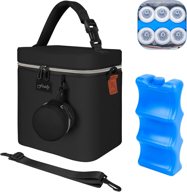 Fxady Breastmilk Cooler Bag with Ice Pack, Insulated Baby Bottle Tote Bag for