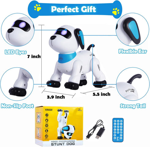 Programmable 3+, yiman Remote Control Robot Dog Toy Smart Robot Dog for Kids Interactive Dancing & Sound, RC Stunt Toys