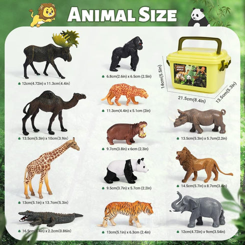 FRUSE Safari Animals Figures Toys, 12PCS Wild Zoo Animals Figurines, Realistic African Jungle Animals Playset for Kids