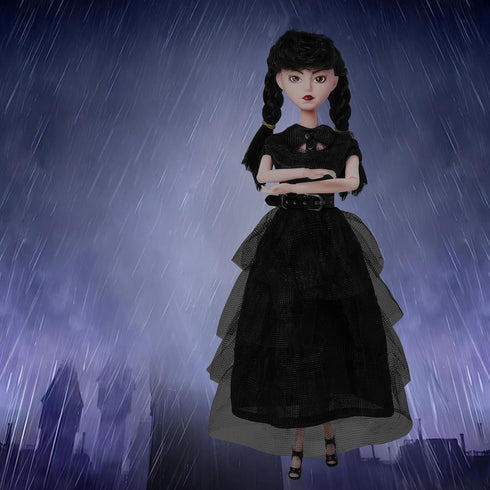 Girls Dolls in Gift Box - 11.5 Inch Black Doll with Black Dress, High Heels & Hair, Gift for Kids & Fans