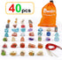 Montessori Educational Threading Toys, Wooden Stringing Traffic Animals Fruits Lacing Beads for Toddlers