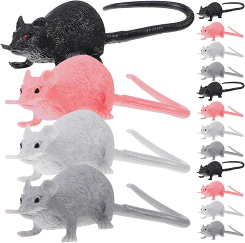Toyvian 16 Pcs Fake Rats - Realistic Mouse Models Halloween Rats Trick Prank Toys, Spooky Miniature Rats Figurines