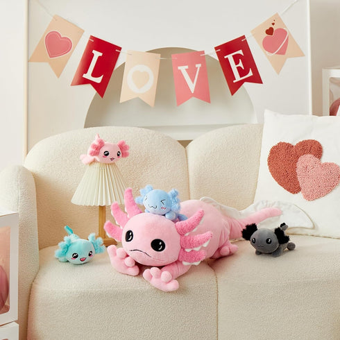 5 4 31.5" Set MaoGoLan Pcs Large Axolotl Stuffed Animal with Babies Inside, Glow in The Dark Axolotl Plush Toy
