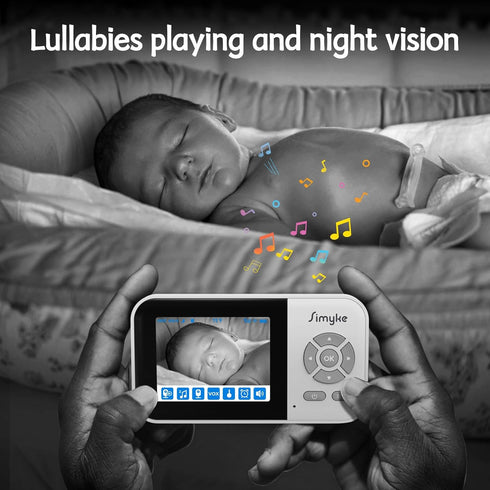 Video Baby Monitor with Camera No WiFi, 1200ft Long Range, 2.8" Display, Auto Night Vision, 5 Lullabies
