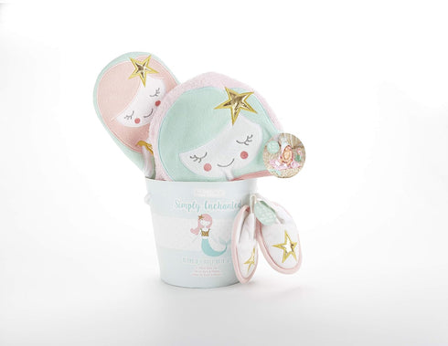 4 Set, 0-6 Baby Aspen Simply Enchanted Mermaid Piece Bathtime Gift Pink/Mint/Gold/White, Months