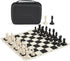 Tournament Portable Chess Set with 20" Silicone Board Mat, 4" King Plastic Weighted Pieces, 2 Extra Queens & Carrying