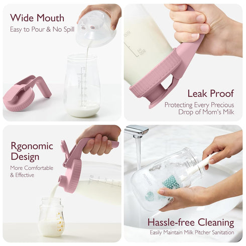 Momcozy Breast Milk Pitcher, Resistant to Heat and Cold Abrupt Temp Swings, No Leak Breast Milk Fridge Storage