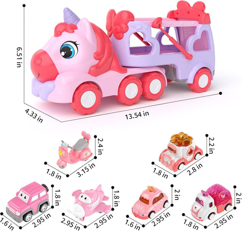 2 3 7-in-1 2-4, 2+ 3+ usrela Toys for Year Old Girl Truck, Girl Carrier Truck Car with Light & Sound, Toddler Girl Car