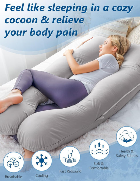 Meiz Pregnancy Pillow, Cooling Silky Pregnancy Pillows for Sleeping, Maternity Body Pillow for Pregnant Woman