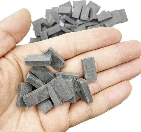 Woohome 350 PCS Gray Mini Wall Bricks, Miniature Figurine Model Brick Building Set with Scraper for Fairy Garden