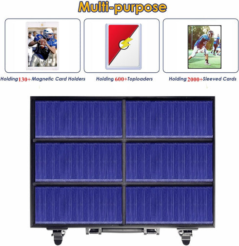 Toploaders Storage Box Holds 600+ 35PT 3"x4" Standard Toploaders, Aluminum Alloy Case for 2000+ Trading Cards (Black)