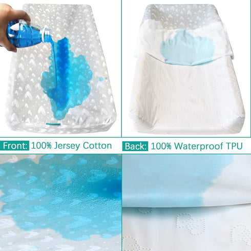 Waterproof Changing Pad Cover 2 Pack, 100% Cotton Change Table Sheets, Ultra Soft, Unisex White Grey Star Print