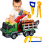 15 Inch Friction Powered Timber Truck Toy with Loading Crane, 6 Wooden