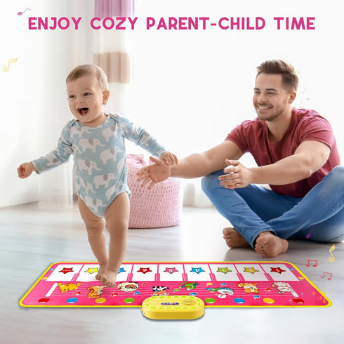 1 2 3 Floor Piano Mat for Toddlers, M SANMERSEN Kids Sensory Educational Dancing Keyboard Musical Mat, Animal Touch