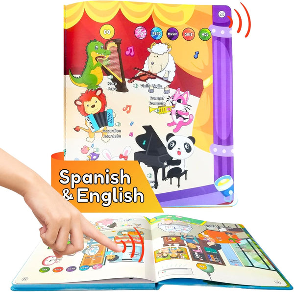 ZEENKIND Spanish English Talking Learning Book for Kids 2 3 4 5