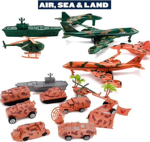 Liberty Imports Military Air Force Navy Deluxe Action Figures Army Men Soldiers Playset with Scaled Vehicles (73 pcs)