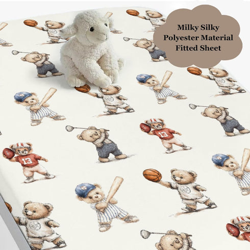 Wicbfdfv 28x52 Inch Cute Sport Bears Golf Baseball Basketball Fitted Baby Crib Sheet for Boys Girls Sports Lover Gift