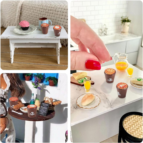 25Pcs Set 15x17mm Resin Mini Coffee Cups Miniature Kitchen Fake Drink Food Brown Coffee Mug Lovely Tableware Dollhouse