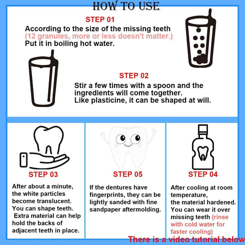 Yuehao "4 Provisional Teeth Repair Kit, DIY Play DoughSolidSimple-Provisional Fake Teeth Replacement Kit Types