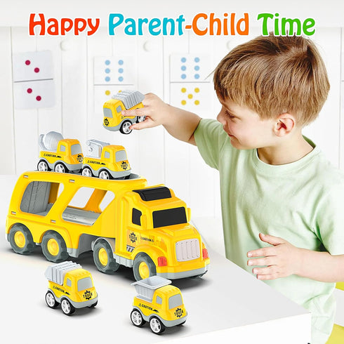 3 4 5 4 Pack Veslier Toddler Car Toys for Years Old Construction Transport Truck with Small Pull Back Construction