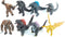 HANBO The King of Monster Movable Joint Action Figures, Mini Dinosaur Playsets, Pack of 8 Gold Cake Toppers