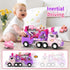 2 3 7-in-1 2-4, 2 3. usrela Cars Toys for + + Year Old Girl, Princess Transport Carrier Trucks for Toddlers Girl