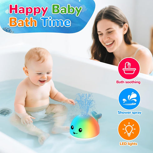 6-12-18 1-3, 1-3 Summer Baby Bath Toys, Light Up Whale Bath Toy Sprinkler for Babies Months, Bath Toys for Kids Toddler