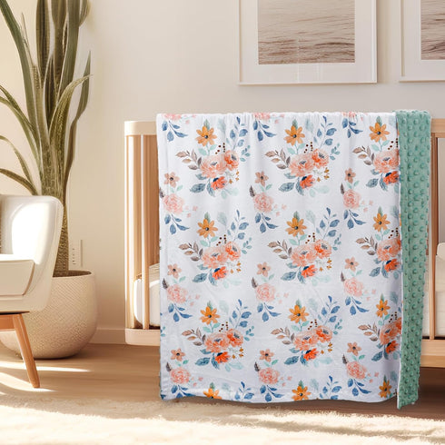 BORITAR Baby Blankets, Super Soft Plush Mink Fabric for Boys & Girls, 30 x 40 Inch Floral Receiving Blankets