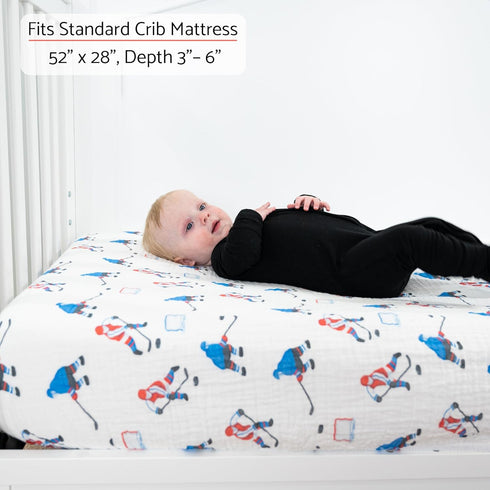 1 Pack, 100% 52"x28" Cozy LollyBanks Muslin Crib Sheet for Boys Cotton Soft and Breathable Crib Fitted Sheet