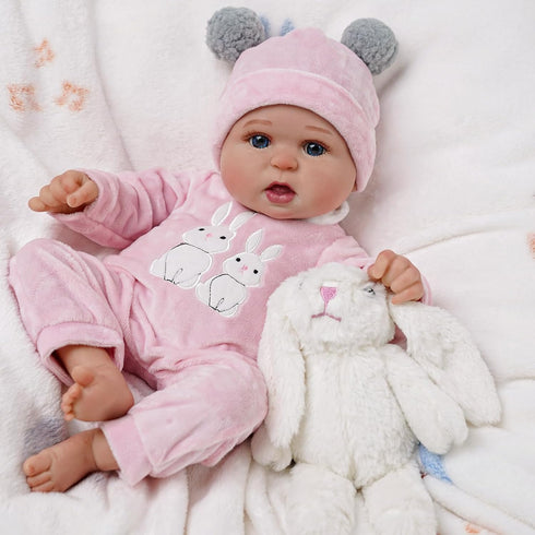 BABESIDE 2 Pcs Reborn Baby Doll Clothes with Hat for 17-22 Inch Baby Dolls, Cute Bunny Pattern Outfits
