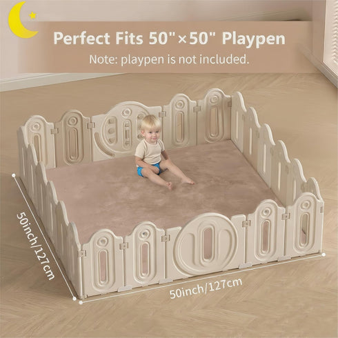Lansber 1.2 59X39 Tummy Baby Play Mat for Floor, Thick Foam Playpen Mat, Ultra-Soft Velvet for Time & Crawling
