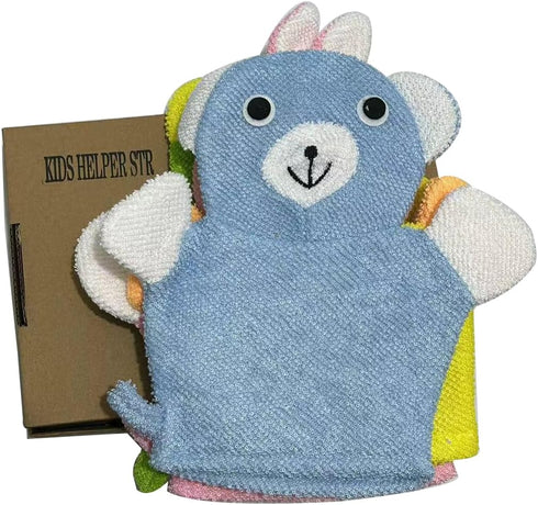 Cute Baby Kids Bath Sponge/Mitt/Glove Set of 4 - Cartoon Rabbit/Frog/Duck/Bear