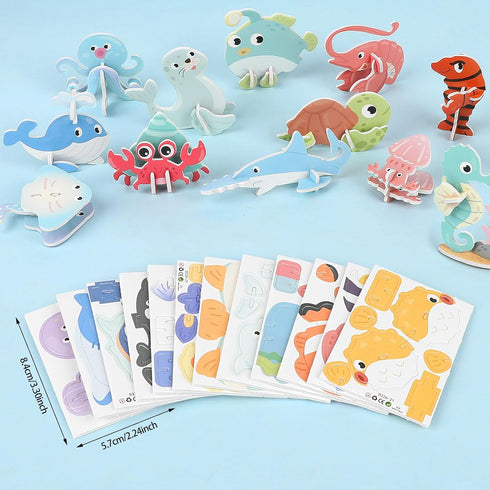 25 3D Kids,3D CCINEE Pcs Educational Cartoon Puzzles for Ocean Learning Educational Paper Puzzle Game for DIY Crafts