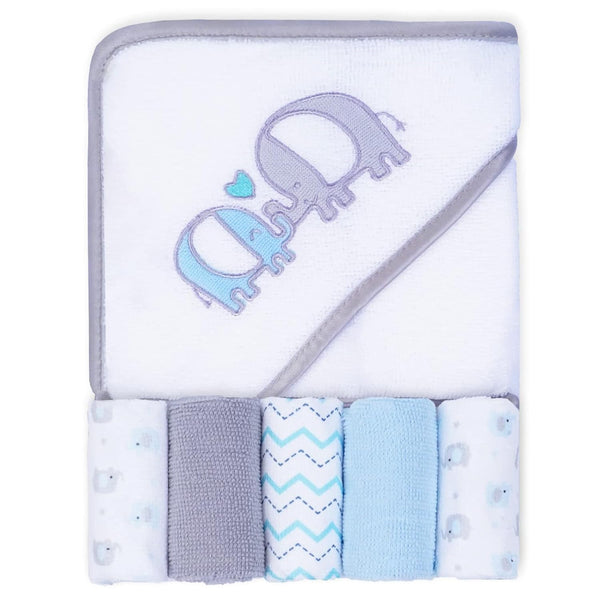 Viviland Baby Towels and Washcloths, Soft Absorbent Baby Bath Towel Set, Elephant