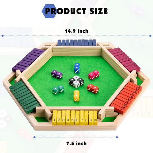 '-2-6 Shut The Box Game Wooden Board Game Player Math Game - Educational and Entertaining