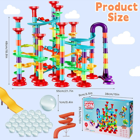 197Pcs Marble Run - Marble Maze Game Construction Building Blocks Toy for Kids, Educational Learning Toy for Boys Girls