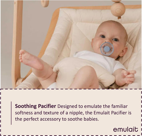 2-Pack 06 Emulait Baby Pacifier Soft Silicone Newborn Pacifiers for Breastfed Babies, Orthodontic Shape, Months, Blue