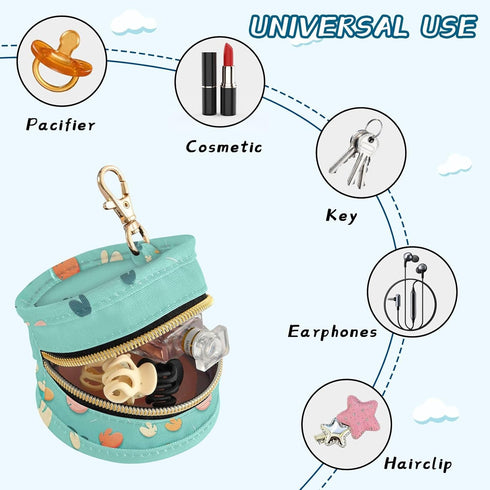 YETTASBIN Cat Paw Portable Pacifier Holder Case with Metal Hook Buckle & Zipper for Diaper Bag and Stroller, Versatile
