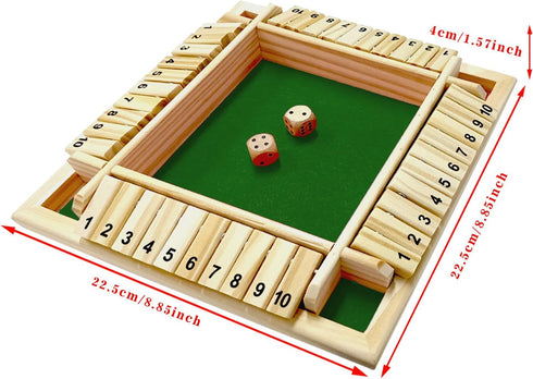 DC-BEAUTIFUL Shut The Box Dice Game, Classic Board Game for 2-4 Players, Wooden Tabletop Game (Green)