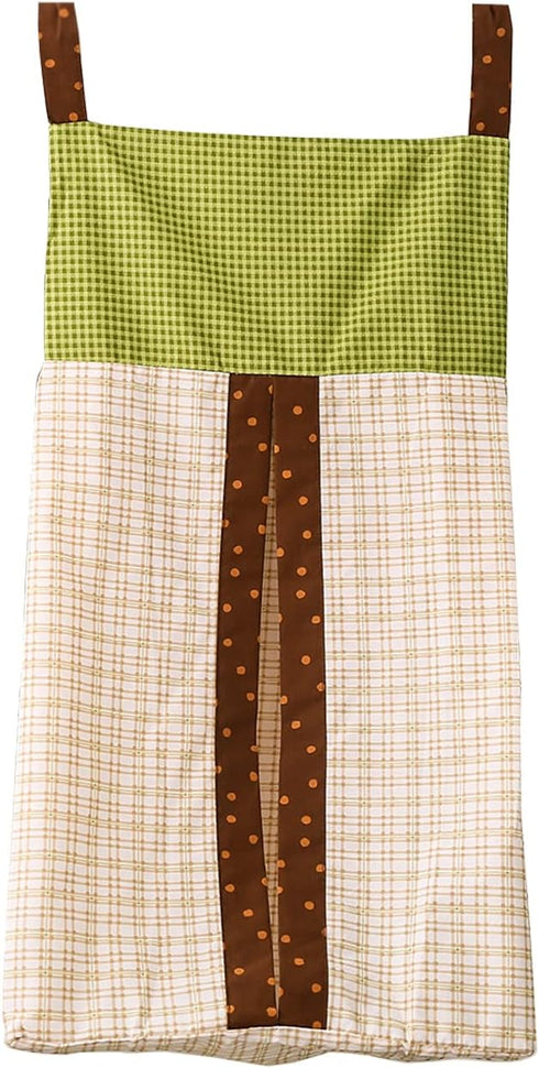 CribMATE 1 Owl / Checked Nursery Diaper Stacker PC Baby Diaper Hanging Bag (Green)