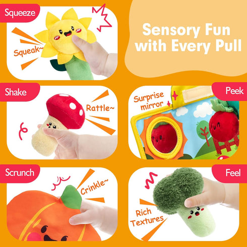 6-12 6 9 hahaland Baby Toys Months - Fruits Vegetables Garden Plant Plush - Month Old Toys Montessori Sensory Toy