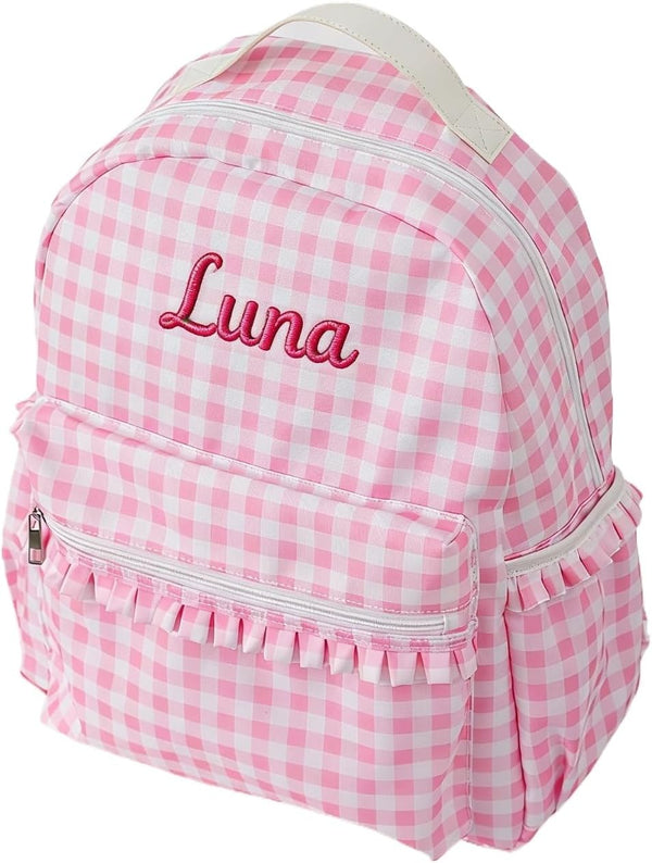 KRUIJHEU Personalized school bags, embroidered lettered weekend bags, lettered seersucker backpacks, custom made