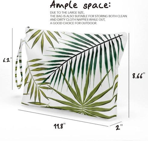 Fokongna Palm leaves Wet Bag Travel Wet Dry Bag Beach Bag Diaper Bag Wet Bag For Swimsuit Travel Makeup Bag Toiletry